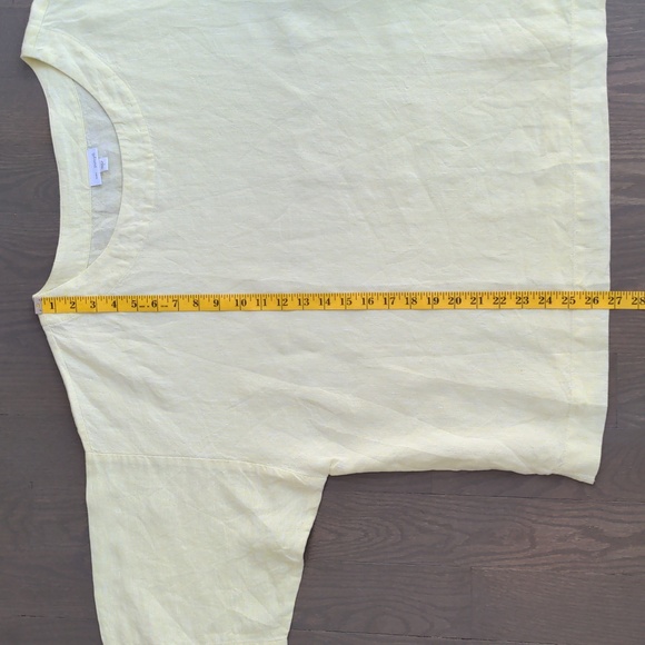 J. JILL PURE JILL | 100% Linen Top Short Sleeves Crew Neck, Yellow, Womens L - Picture 10 of 11